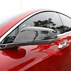 Real Carbon Fiber Mirror Covers Tape on Fit for Tesla Model S 14-17