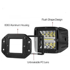 2PCS 48W Flush Mount LED Light Pods Upgraded Spot Flood Combo Beam LED Work Light Backup Light Reverse Light  for lada niva Lamp