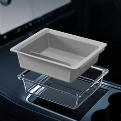 HANSSHOW Tesla Center Console Organizer Tray for Tesla Model 3/Y 2021-2023, Food Silicone-Grade Storage Box with Interior Tesla Accessories(Grey)