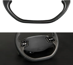 JSWAN Real Carbon Fiber Steering Wheel Cover for KIA EV6 GT GTLINE (2021-2024) Dry Carbon Fiber Steering Wheel Panel Sticker Cap, Interior Modification Accessories (2pcs Bright Black)
