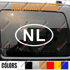 Netherlands NL oval country code Decal Sticker Holand Car Vinyl pick size color