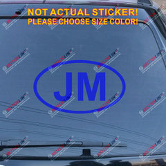 Jamaica JM oval Country Code Decal Sticker Car Vinyl pick size color no bkgrd