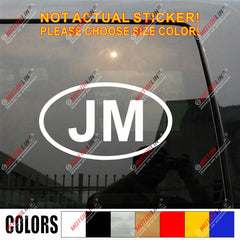 Jamaica JM oval Country Code Decal Sticker Car Vinyl pick size color no bkgrd