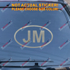 Jamaica JM oval Country Code Decal Sticker Car Vinyl pick size color no bkgrd