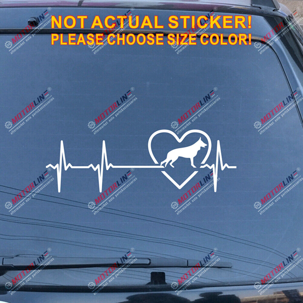 Love German Shepherd Dog Decal Sticker Car Vinyl Heart Beat EKG pick size color