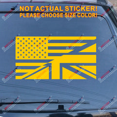 American USA UK Flag Merged Decal Sticker Car Vinyl Union Jack British a