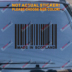 Made in Scotland Barcode Decal Sticker Funny Car Vinyl pick size color no bkgrd