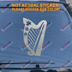Irish Celtic Harp Decal Sticker Ireland Shamrock Car Vinyl pick size color