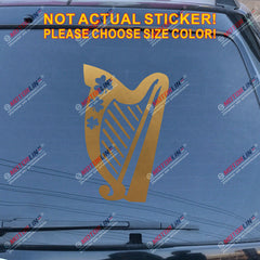 Irish Celtic Harp Decal Sticker Ireland Shamrock Car Vinyl pick size color