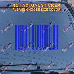 Made in Scotland Barcode Decal Sticker Funny Car Vinyl pick size color no bkgrd