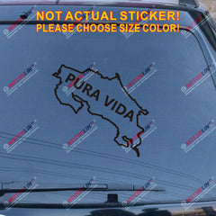 Costa Rica Map outline Pura Vida Decal Sticker Car Vinyl pick size color die cut