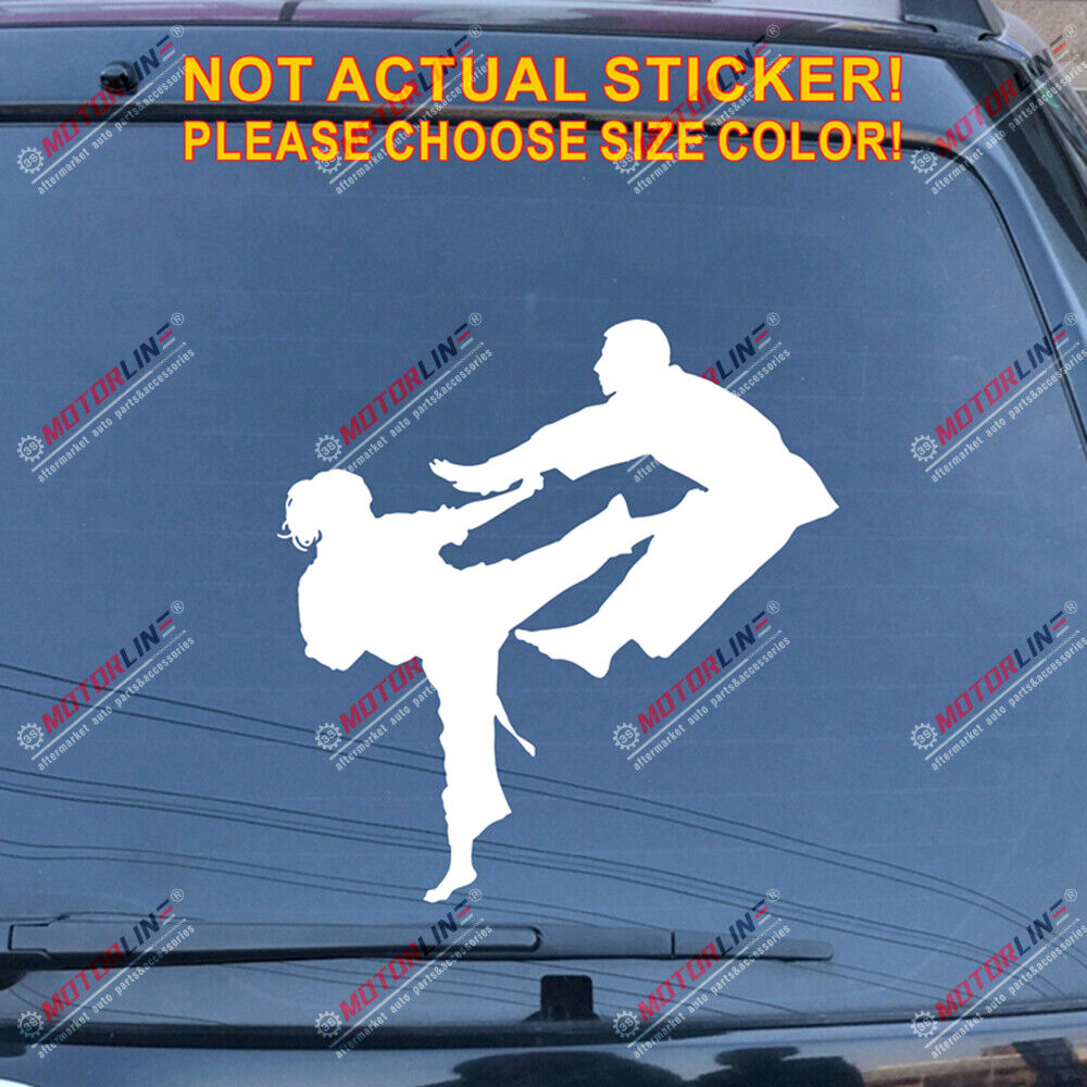 Cool Karate Girl Lady Kicking Man Decal Sticker Japanese Martial Car Vinyl