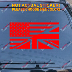 American USA UK Flag Merged Decal Sticker Car Vinyl Union Jack British a