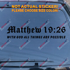 With God All Things Are Possible Matthew Verse 19:26 Decal Sticker Car Vinyl