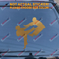 Cool Karate Girl Lady Kicking Man Decal Sticker Japanese Martial Car Vinyl