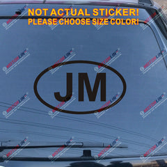 Jamaica JM oval Country Code Decal Sticker Car Vinyl pick size color no bkgrd