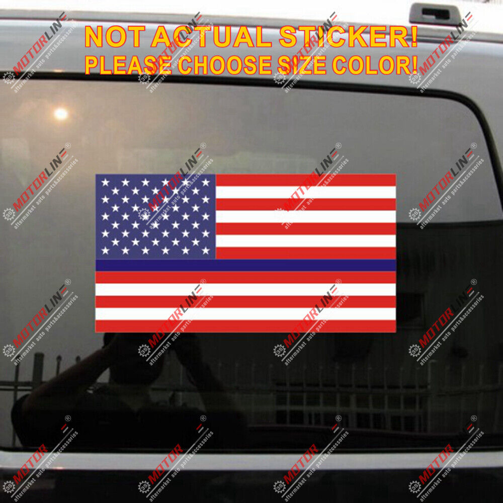 Thin blue line USA American Flag Decal Sticker Car Vinyl Reflective Glossy