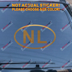 Netherlands NL oval country code Decal Sticker Holand Car Vinyl pick size color