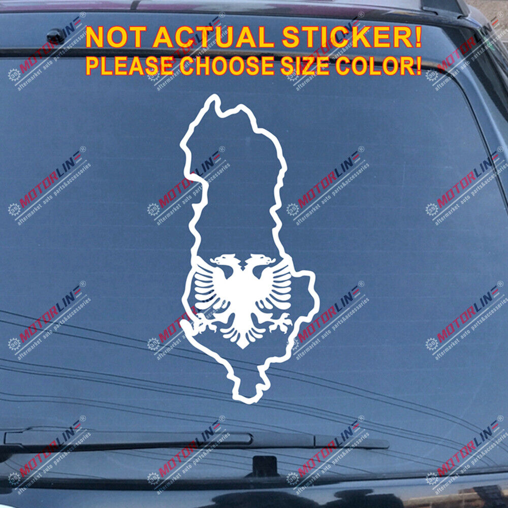 Albania Eagle Map Outline Decal Sticker Albanian Car Vinyl die cut no bkgrd a