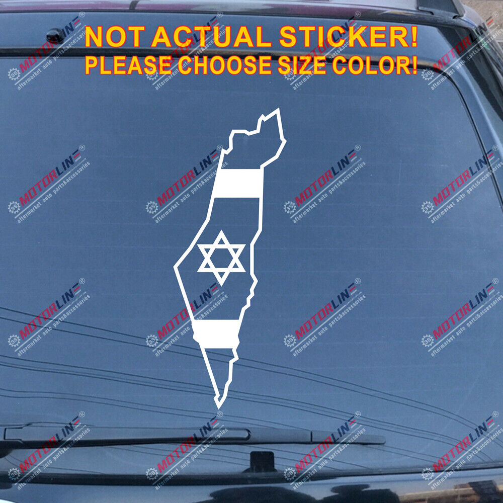 Israel Map Flag outline Star David Decal Sticker Car Vinyl Jew no bkgrd Israeli