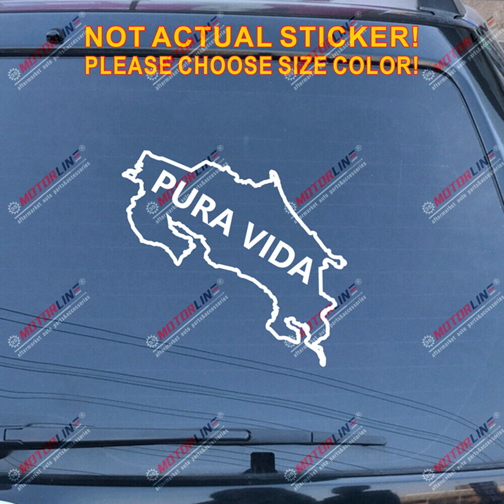 Costa Rica Map outline Pura Vida Decal Sticker Car Vinyl pick size color die cut