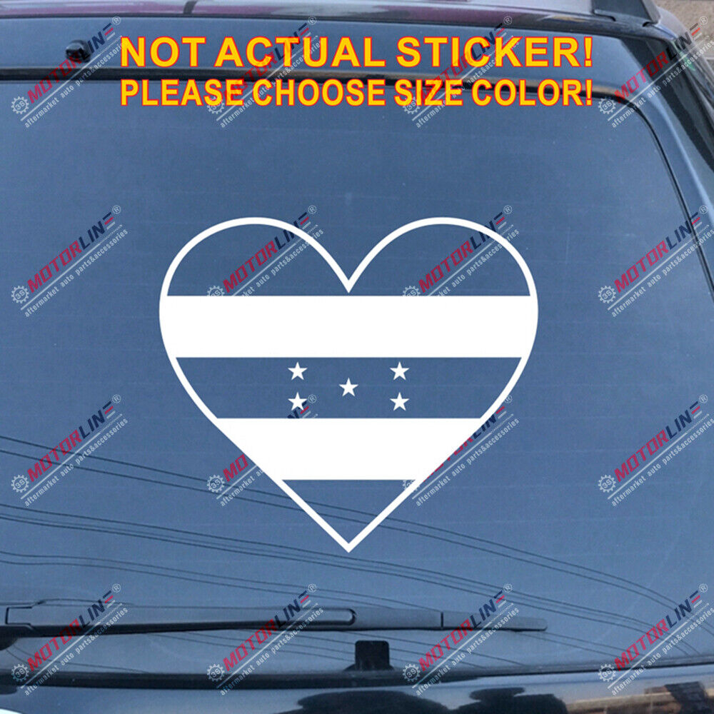 I Love Honduras Flag Decal Sticker Car Vinyl no bkgrd Heart no bkgrd pick size