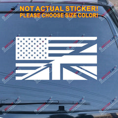 American USA UK Flag Merged Decal Sticker Car Vinyl Union Jack British a