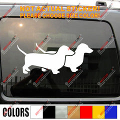 Double Dachshund Dog Puppy Decal Sticker Car Vinyl pick size color no bkgrd