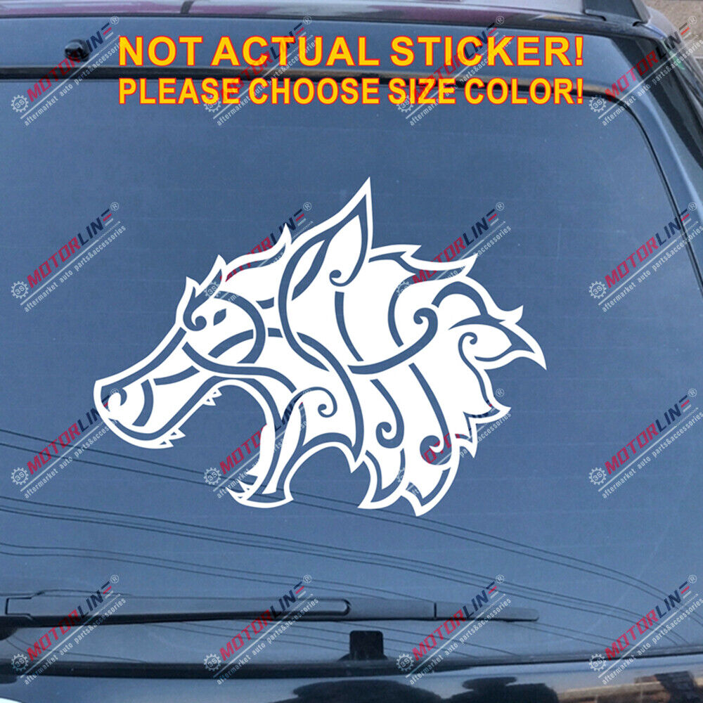 Viking Wolf Head Celtic Decal Sticker Norse Car Vinyl pick size color no bkgrd