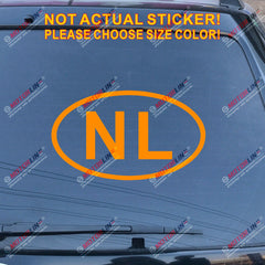 Netherlands NL oval country code Decal Sticker Holand Car Vinyl pick size color