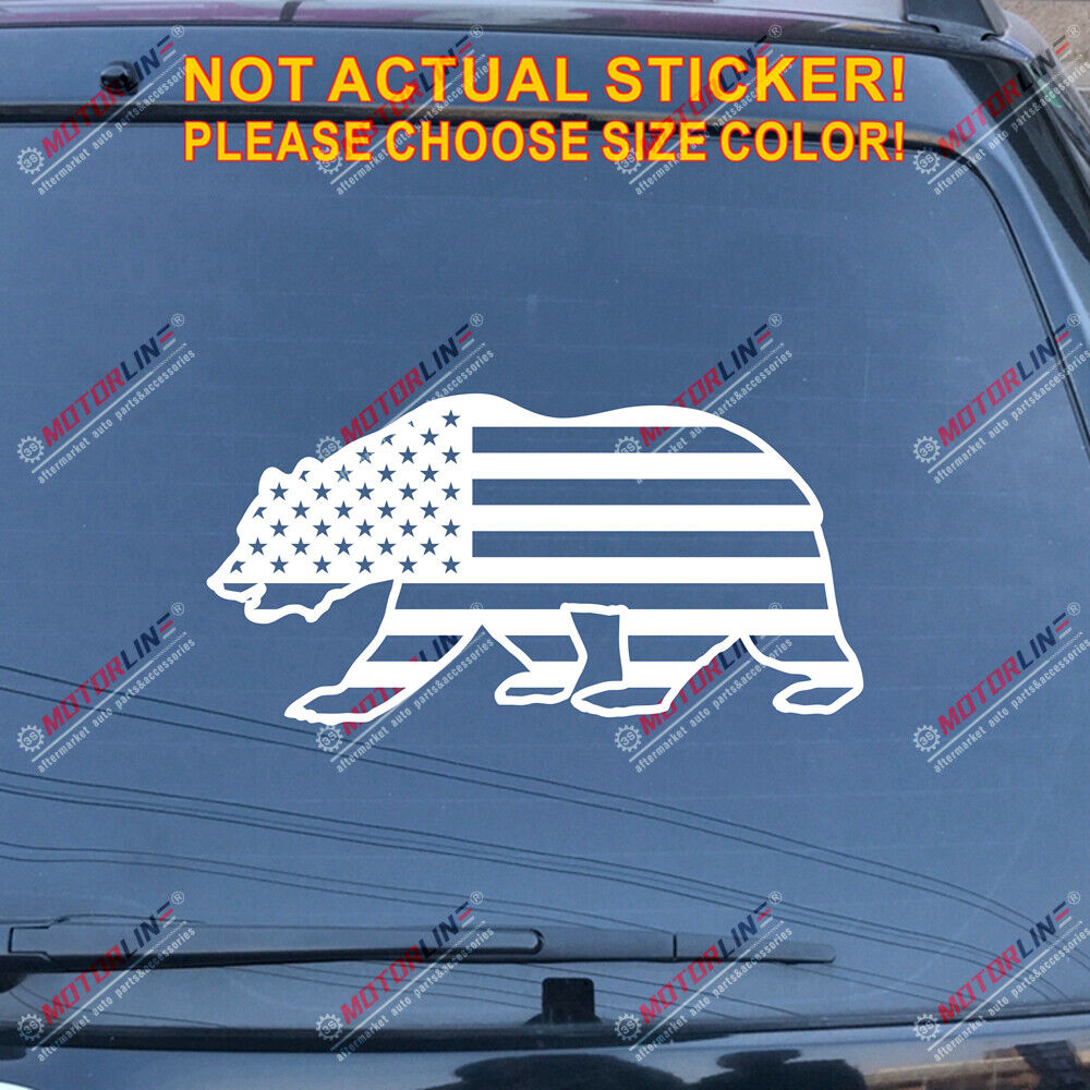 California Bear USA American Flag Decal Sticker Car Vinyl no bkgrd Cali