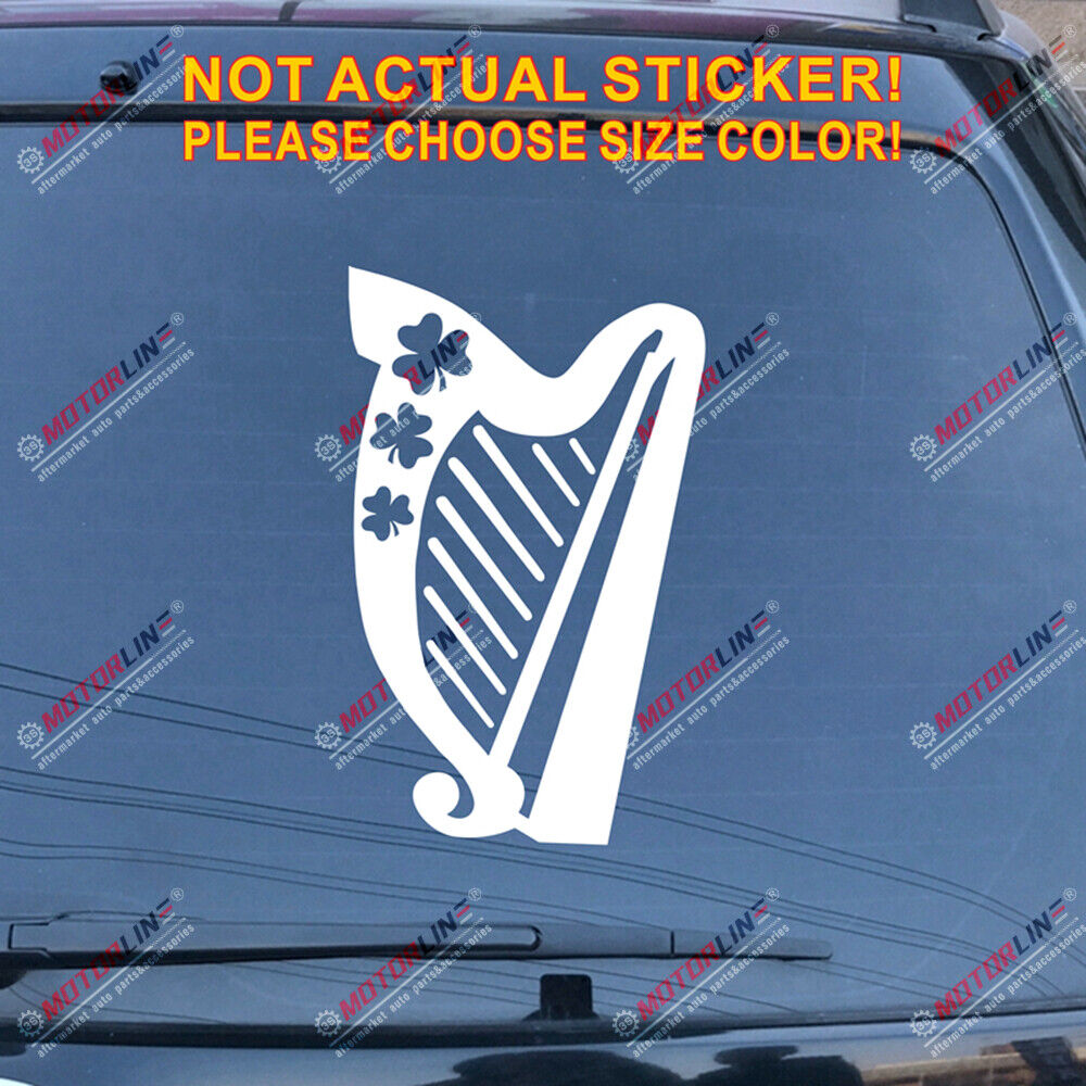 Irish Celtic Harp Decal Sticker Ireland Shamrock Car Vinyl pick size color