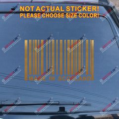 Made in Scotland Barcode Decal Sticker Funny Car Vinyl pick size color no bkgrd