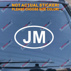 Jamaica JM oval Country Code Decal Sticker Car Vinyl pick size color no bkgrd