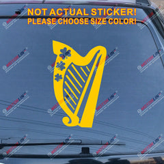 Irish Celtic Harp Decal Sticker Ireland Shamrock Car Vinyl pick size color