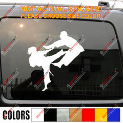 Cool Karate Girl Lady Kicking Man Decal Sticker Japanese Martial Car Vinyl