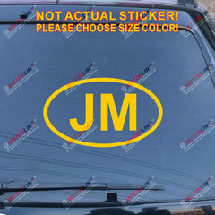 Jamaica JM oval Country Code Decal Sticker Car Vinyl pick size color no bkgrd