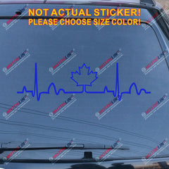 I Love Canada Maple Leaf Heart Beat EKG Decal Sticker Car Vinyl pick size color
