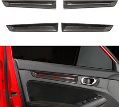 JSWAN 4Pcs Real Carbon Fiber Car Door Panel Cover Trim Fit for 11th Gen Civic Type r FL5 Typer Car Door Panel Protector Cover Car Interior Door Armrest Protection (Matte black)