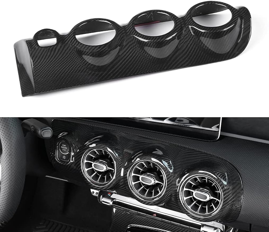JSWAN Carbon Fiber Center Console Dashboard Air Conditioning Vent Panel Outlet Cover for Mercedes Benz CLA/A Class A180 A200 A35L A45S CLA35 CLA45 CLA45S W118 W177 V177 Air Outlet Cover Sticker