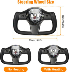 HANSSHOW Yoke Steering Wheel for Tesla Model 3 and Model Y of all Years, Customization, Ellipse, Matte and Glossy Carbon Fiber Trim Panel Decorate Middle and Sides