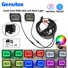 GreenShuo Wholesale 24w 4 Inch Led Work Light Rgb Chasing Halo Fog Pods