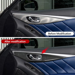 ES N-YFND-339 Car Interior Accessories Carbon Fiber Rear Side Door Trim Panel FOR Infiniti Q50 2015-2022 Car Accessories