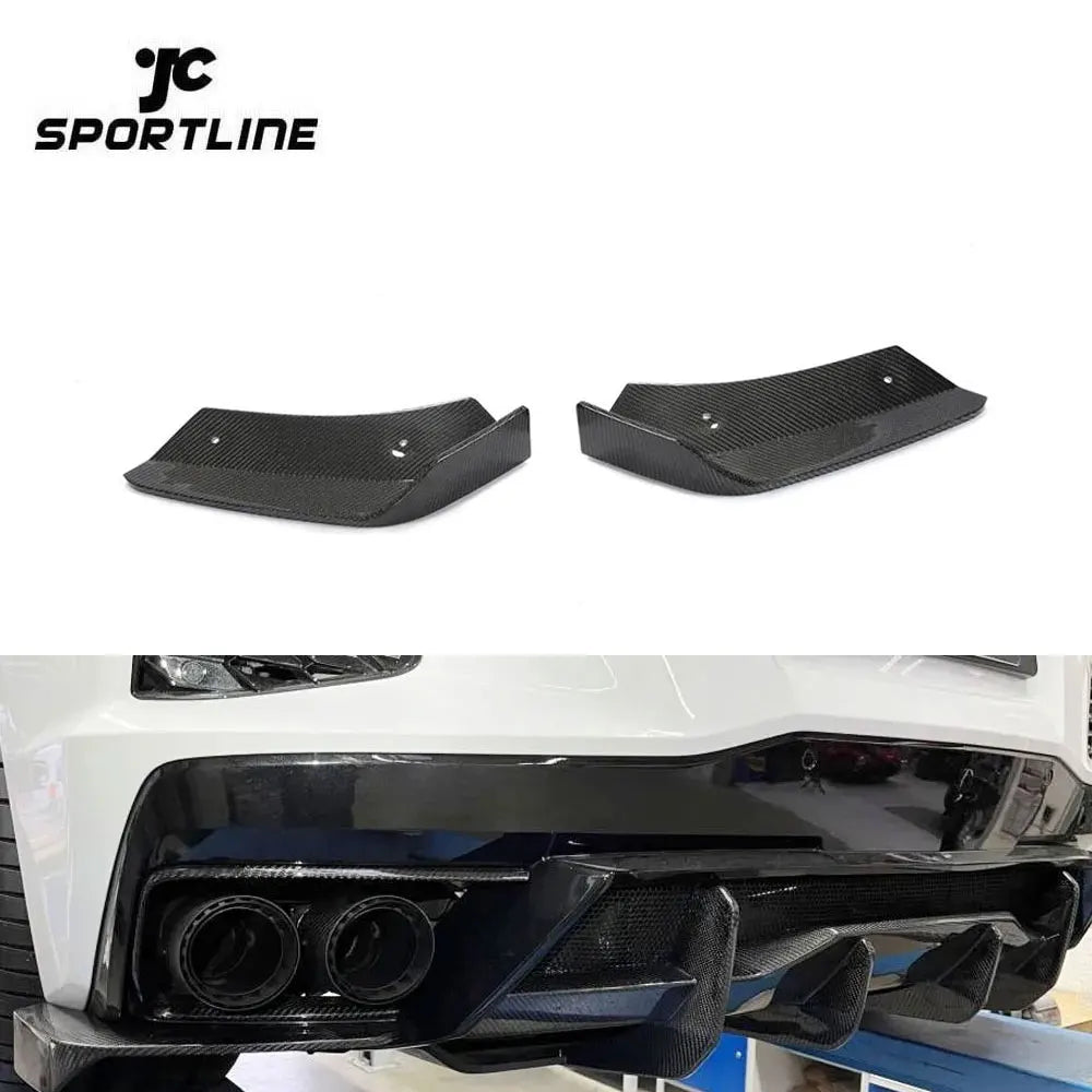 For Chevrolet Corvette Stingray C8 Real Carbon Rear Bumper Splitter Canards Fins 2020 2021