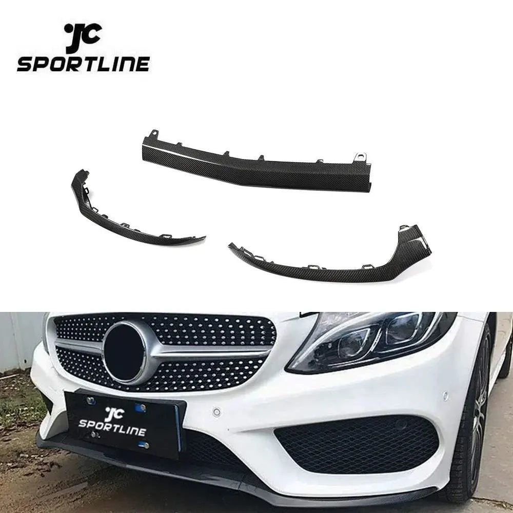 Carbon Fiber front lip splitter Spoiler for Mercedes Benz C Class W205 A205 C205 Sport C43 AMG 2 Door 4 Door 2015-2017