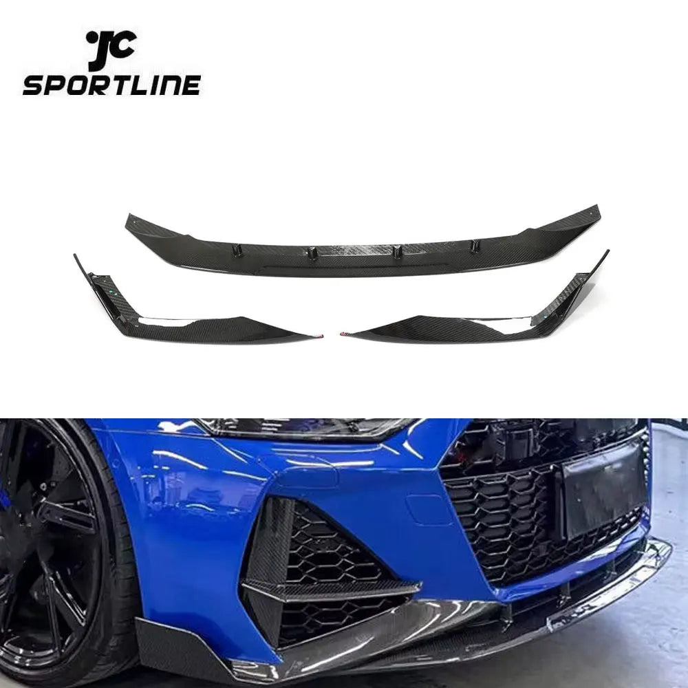 Dry Carbon Fiber RS6 C8 Front Bumper Splitter Lip Spoiler for Audi RS6 C8 Avant Wagon 4-Door 2019-2022