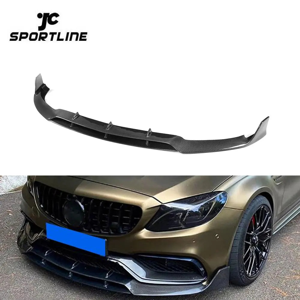 Carbon Fiber W205 Front Bumper Lip for Mercedes W205 C63 AMG Coupe 15-18