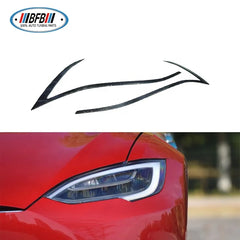 100% Dry Carbon Fiber Front Lamp Eyelids Decorative Trims For Tesla Model S