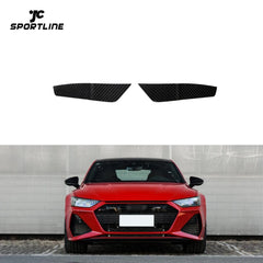 Dry Carbon Fiber RS7 Front Bumper Canards for Audi RS7 Sportback Base Hatchback 4-Door 2020-2021