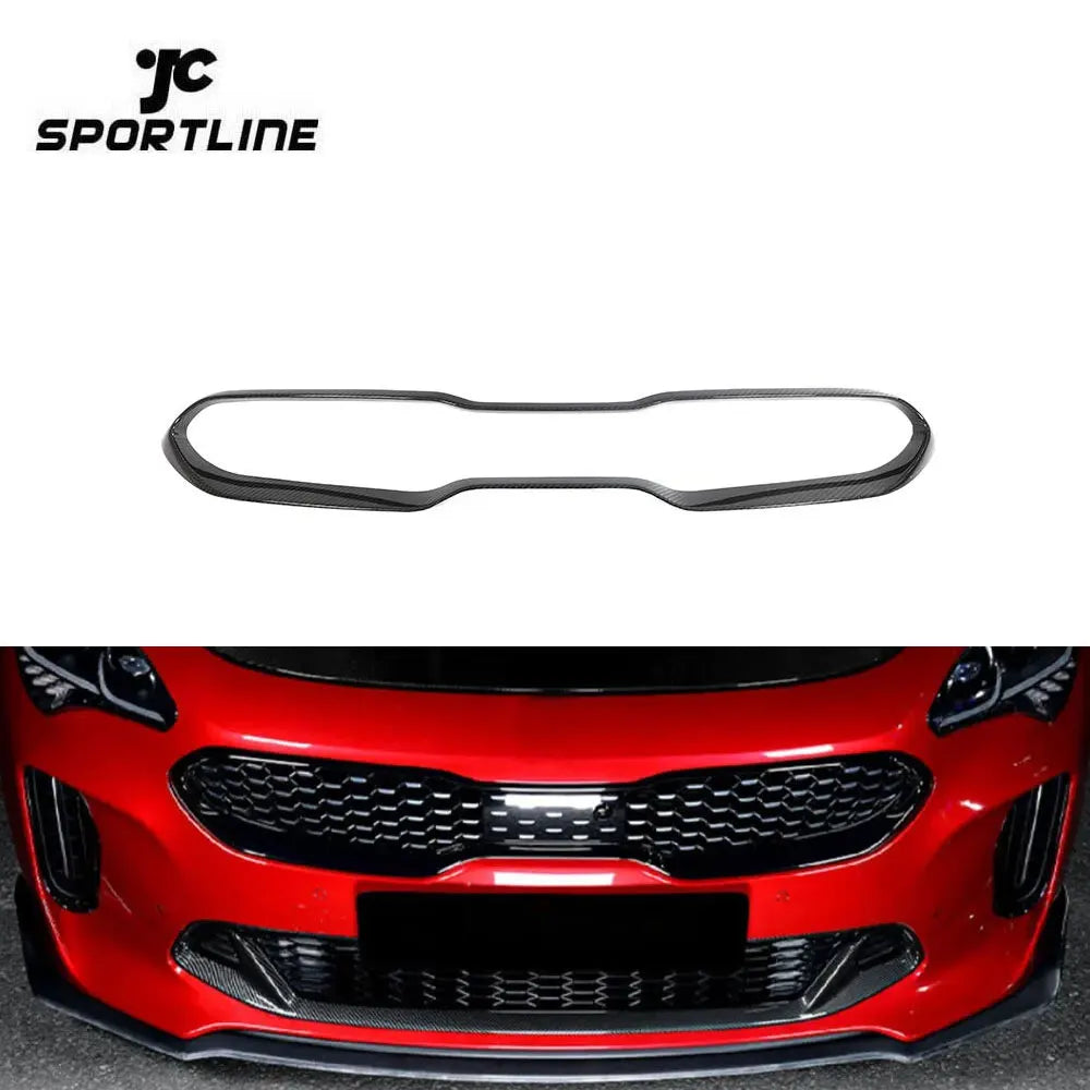 Real Carbon Fiber Front Bumper Center Top Upper Grill Grille Strip For Kia Stinger 2018-2022